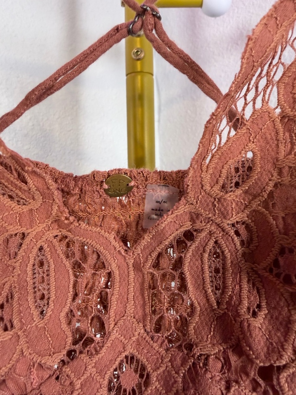 Free People Lace Bralette Cami in Rust - Women Tops Medium - Picture 3 of 5